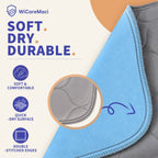 WCM—Incontinence Pads (Large Onion, Gray + Blue; 100% polyester brushed fabric + absorbent layer + 100% polyester brushed fabric laminated with TPU film, machine-quilted with five-thread edging)